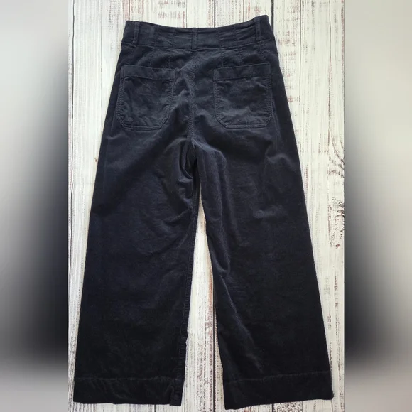 Anthropologie Maeve The Colette Corduroy Crop Wide-Leg Pants Navy Blue 28 - Picture 7 of 8